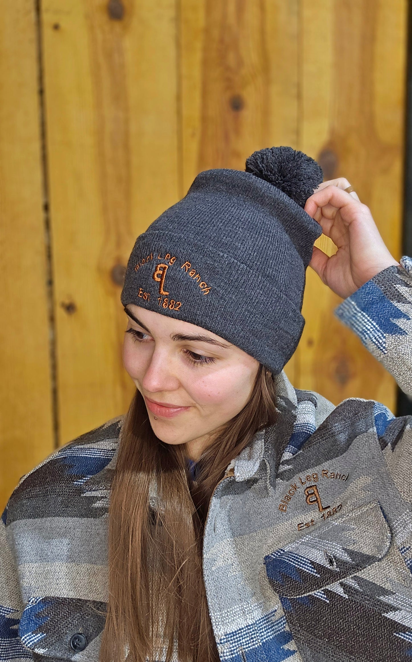 Black Leg Ranch pom-pom cuffed beanie (FREE SHIPPING)
