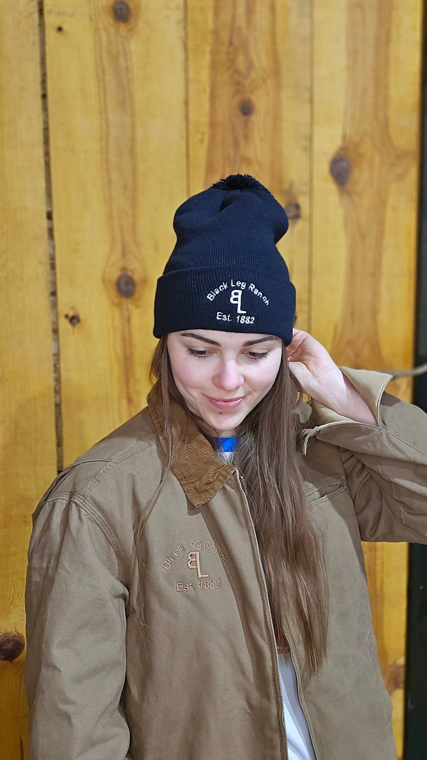 Black Leg Ranch pom-pom cuffed beanie (FREE SHIPPING)